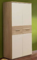 Dvoukřídlá skříň kombinace dřevěný dekor bílá barva