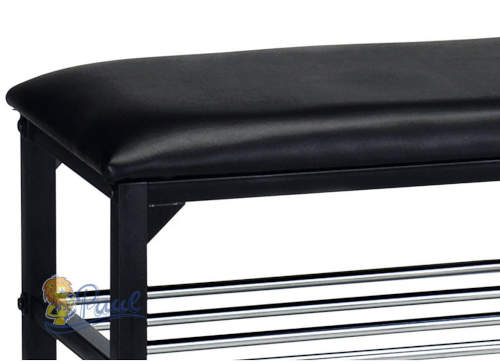 Předsíňová lavice s pohodlným sedákem čalouněným černou ekokůží